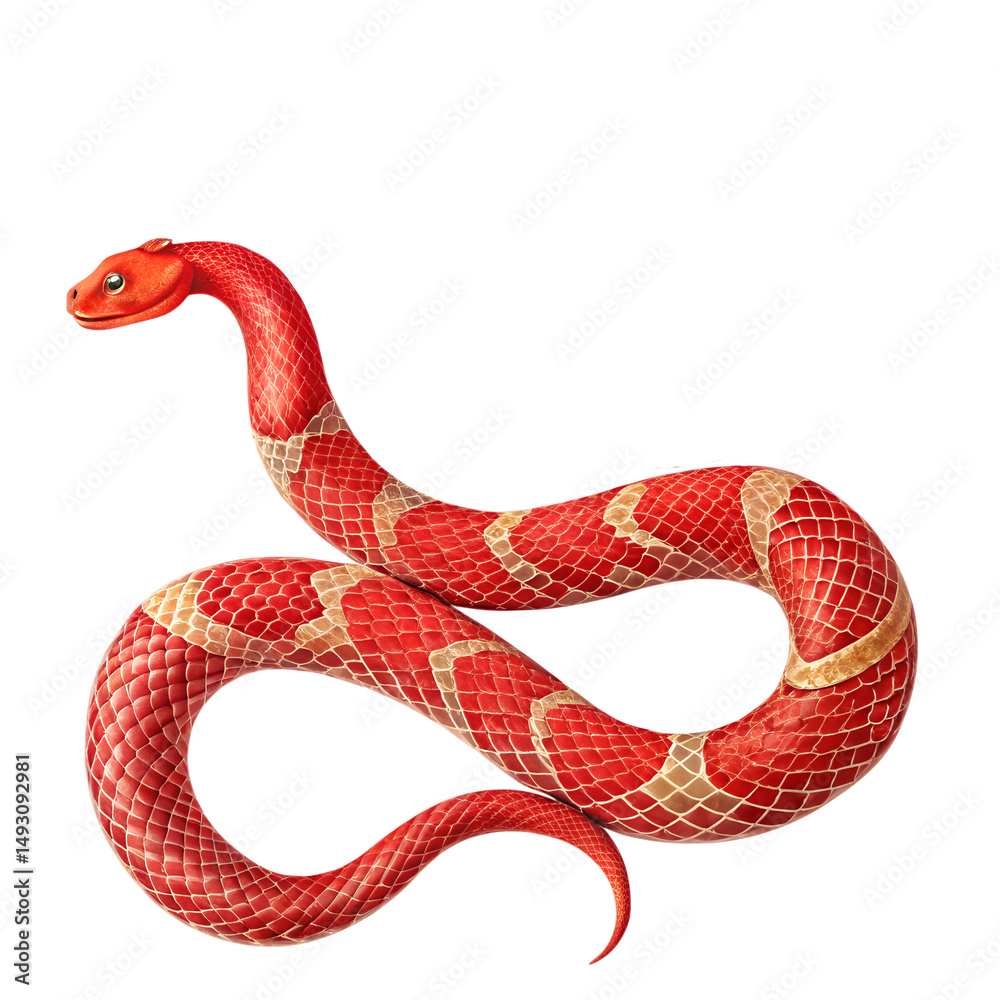 Fototapeta premium Vibrant Red Snake Hand-Drawn Illustration