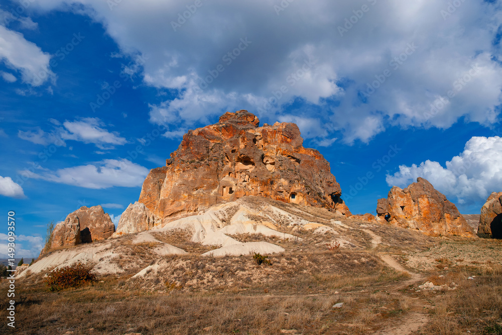 Fototapeta premium Amazing aerial view of Cappadocia stunning rock formations in avanos, Turkey
