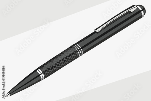 78 matte black metal ballpoint pen, finely detailed, photorealistic, high quality