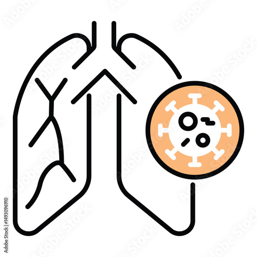 Infected Lungs Vector Icon Illustrating Respiratory Infection