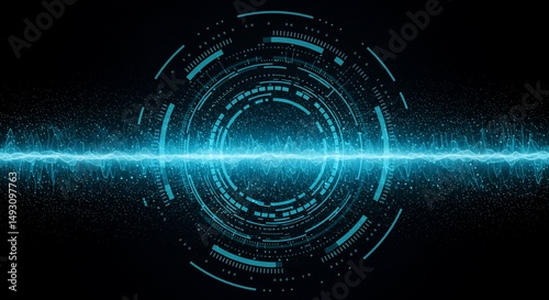 Blue hud interface technology background digital futuristic circle waveform design element concept