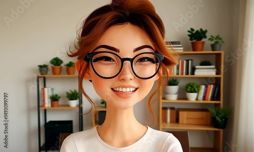 Young professionals woman in office, cartoon style  illustration 