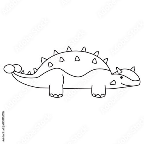 Cute Ankylosaurus Dinosaur Outline Drawing