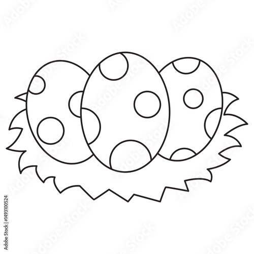 Three Dinosaur Eggs in Nest Outline