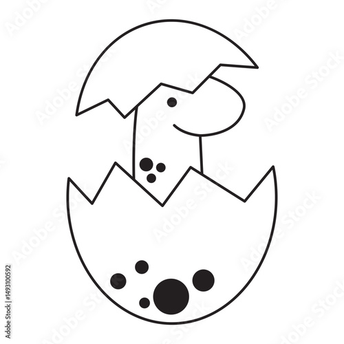 Hatching Dinosaur Egg Outline Drawing