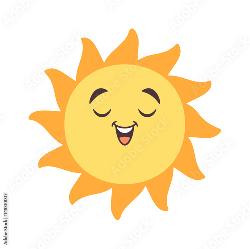 Happy sun doodle cartoon character