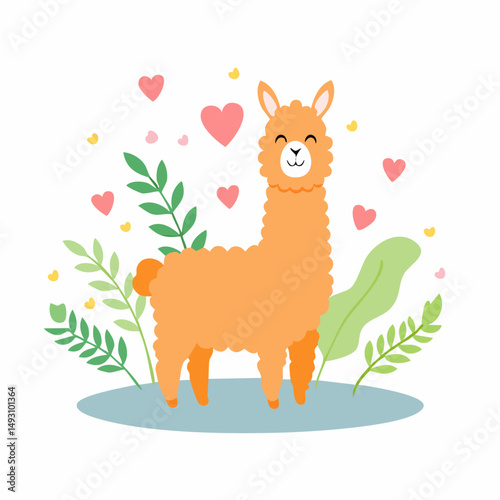 Cute Alpaca Simple Vector – Minimalist Cartoon Animal Illustration Design

