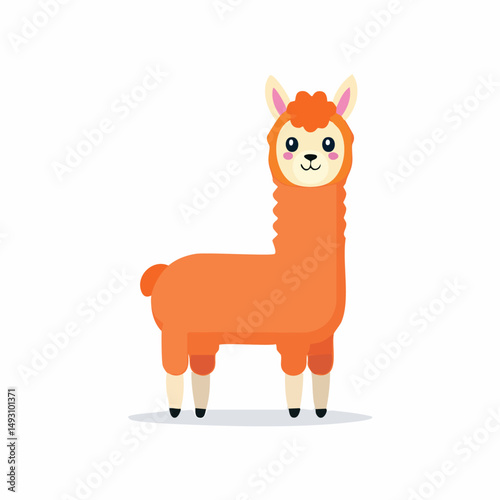 Cute Alpaca Simple Vector – Minimalist Cartoon Animal Illustration Design

