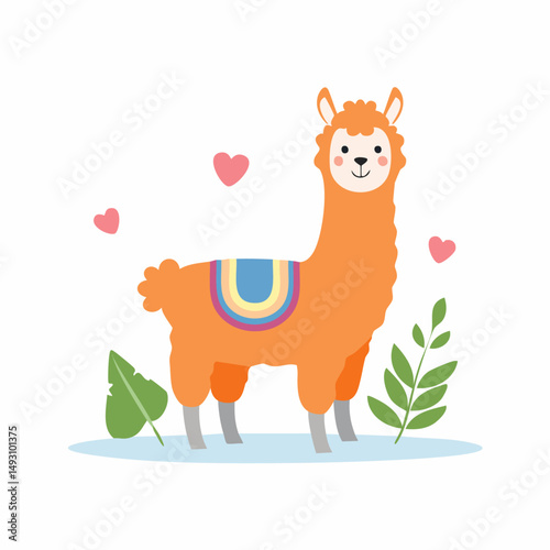 Cute Alpaca Simple Vector – Minimalist Cartoon Animal Illustration Design

