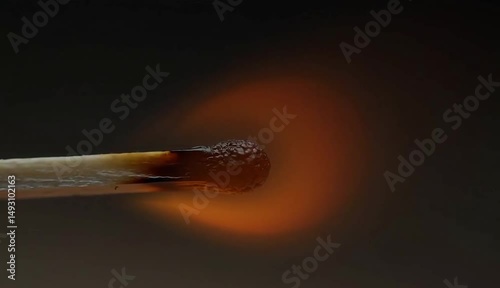 Fiery Ignition: A macro shot captures the moment of combustion as a match ignites, the head glowing with the intense heat and energy of the flame.