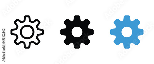gear icon in white background  line, fill, and flat vector illustration.