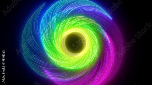 glowing neon-colored light circle radiating vibrant energy