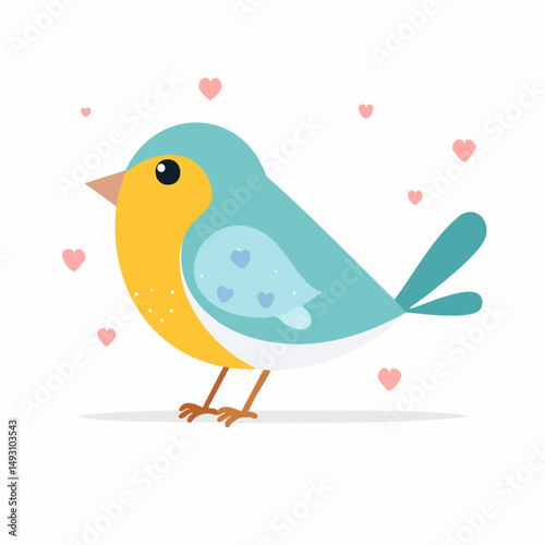 Cute Bird Simple Vector – Minimal Flat Style Cartoon Bird Illustration Clipart

