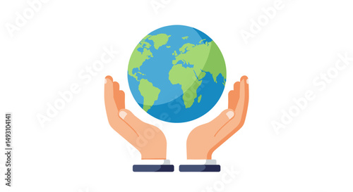 Hands holding a globe symbolizing care for the planet  