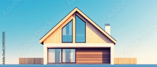 Modern House Exterior Facade in Minimalist Style Under Blue Sky Architecture Design Residential Building Home Structure