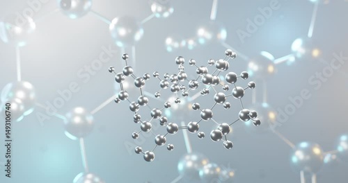 Bimatoprost rotating 3d molecule, molecular structure of prostaglandin analog seamless video