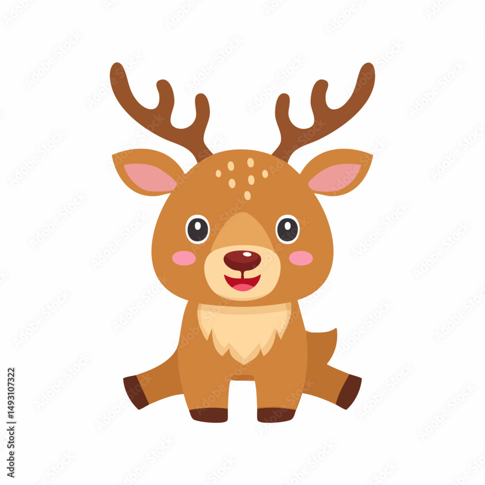 Cute Elk Simple Vector Illustration – Minimal Flat Cartoon Woodland Animal for Kids and Design Use Cute Elk Simple Vector Illustration – Minimal Flat Cartoon Woodland Animal for Kids and Design Use