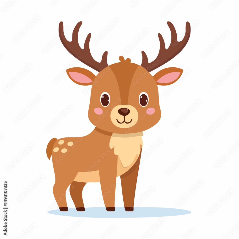 Cute Elk Simple Vector Illustration – Minimal Flat Cartoon Woodland Animal for Kids and Design Use Cute Elk Simple Vector Illustration – Minimal Flat Cartoon Woodland Animal for Kids and Design Use