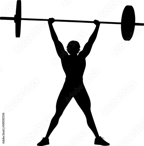 Weightlifter Silhouette Powerlifting Strength Training Black and White