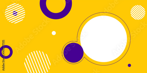 Abstract banner background vector illustration with circle purple blue and yellow color combination and copy space for advertising or backdrop