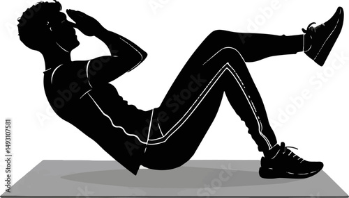 Crunches Silhouette Abdominal Exercise Fitness Black and White