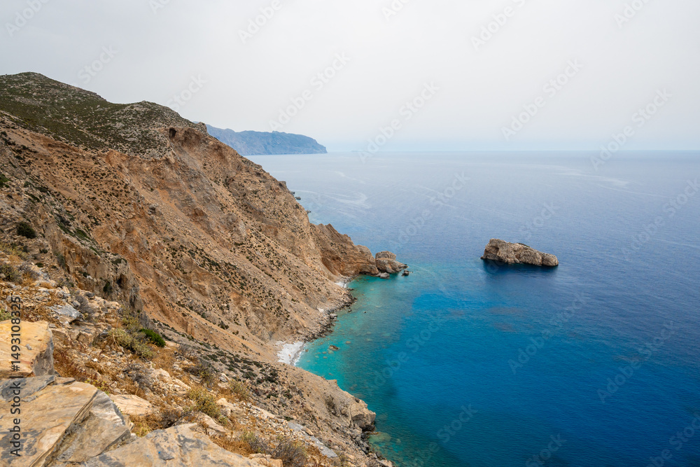 The Aegean sea in Amorgos island. View from Hozoviotissa Monastery, Cyclades, Greece The Aegean sea in Amorgos island. View from Hozoviotissa Monastery, Cyclades, Greece