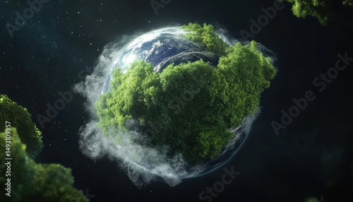Innovative clean tech revolutionizing earth with light paths global concept digital art futuristic setting aerial view