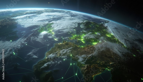 Global ai connectivity exploring miningkwan's technological impact across continents digital landscape futuristic viewpoint