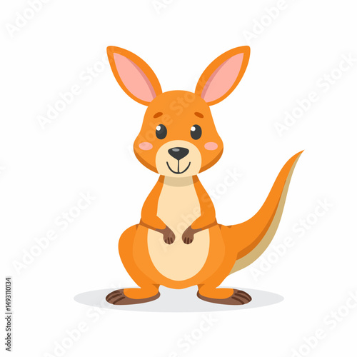 Cute Kangaroo in Simple Vector Style – Minimal Animal Illustration with Flat Design on White Background