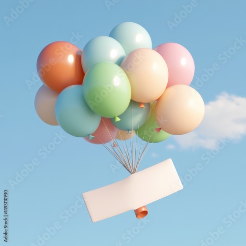 Colorful birthday balloons floating in the sky festive celebration outdoors bright day joyful moment