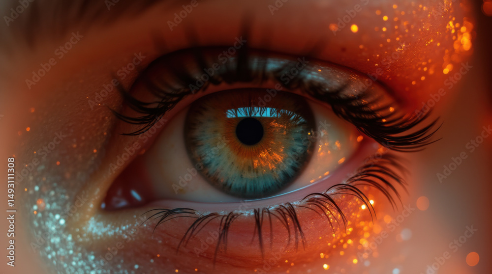 Fototapeta premium Shimmering eyes in warm light.