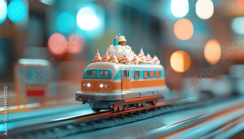 Surprise birthday party celebration on a moving train with festive cake joyful atmosphere unique experience