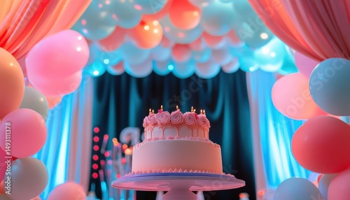 Minngkwan's birthday party celebration festive venue cake showcase colorful decor inviting atmosphere joyful gathering