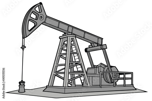  oil pumpjack, industrial machinery, crude oil extraction, energy industry, resource production, metal structure, isolated on transparent background