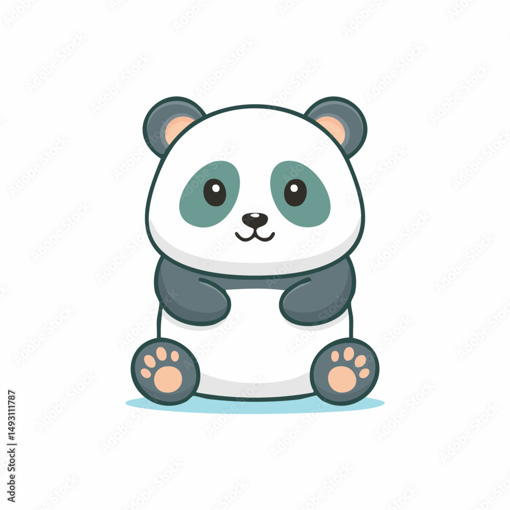 Fototapeta premium Cute Panda in Simple Vector Style – Minimalist Cartoon Animal Illustration on White Background