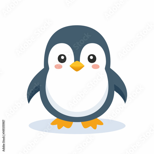 Cute penguin in Simple Vector Style – Minimalist  Animal Cartoon on White Background