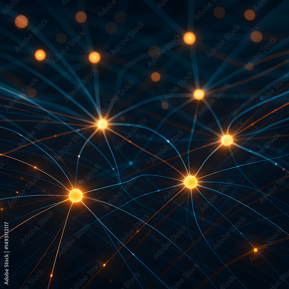 Obraz premium Abstract Neural Network Connections with Glowing Nodes and Lines