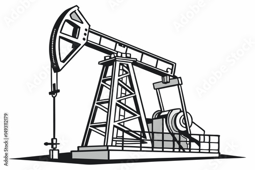  oil pumpjack, industrial machinery, crude oil extraction, energy industry, resource production, metal structure, isolated on transparent background