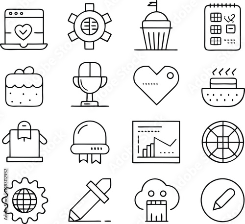 values editable stroke outlines icons set isolated 