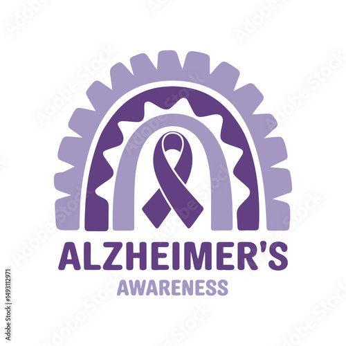 Alzheimer's Awareness Ribbon Logo in Purple Theme