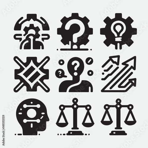 Mental health icons set. Containing depression, anxiety, stress, mental care, empathy, loneliness, bipolar, PTSD, psychology symbol, panic, mind disorder and more. Vector illustration