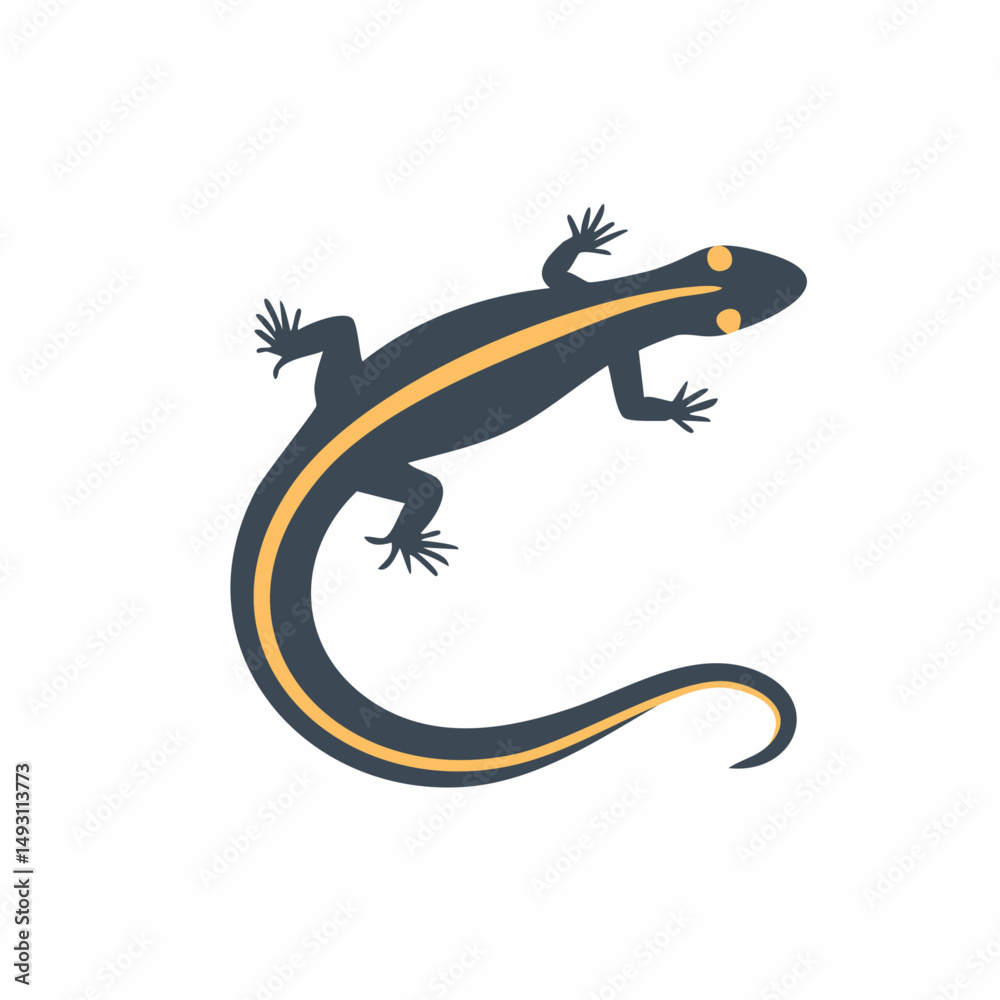 Naklejka premium Cute Salamander in Simple Vector Style – Minimalist Cartoon Amphibian on White Background