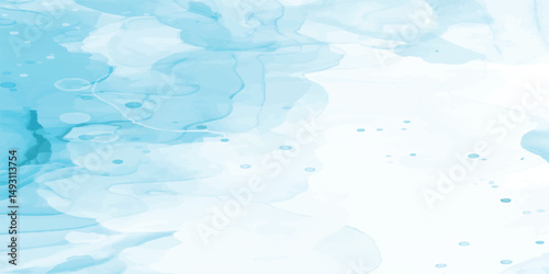 White and blue color frozen ice surface design abstract background. blue and white watercolor paint splash or blotch, colorful bright ink and watercolor textures on white paper background.