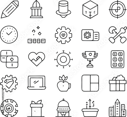 values editable stroke outlines icons set isolated 