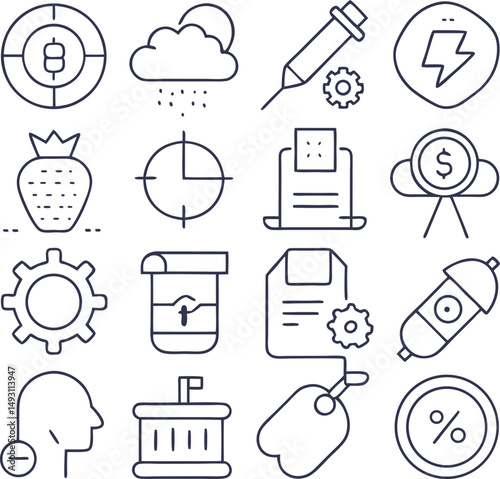 values editable stroke outlines icons set isolated 