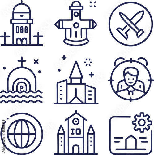 values editable stroke outlines icons set isolated 