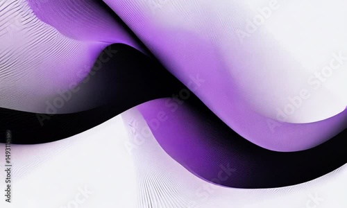 abstract design with smooth, flowing curves in shades of purple, black, and white. The soft gradients and layered appearance create a sense of depth and motion, giving it a modern and artistic feel. T