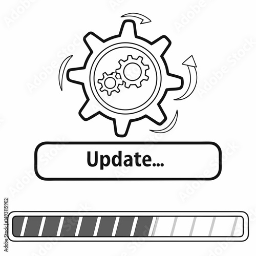 Software update progress bar with gears