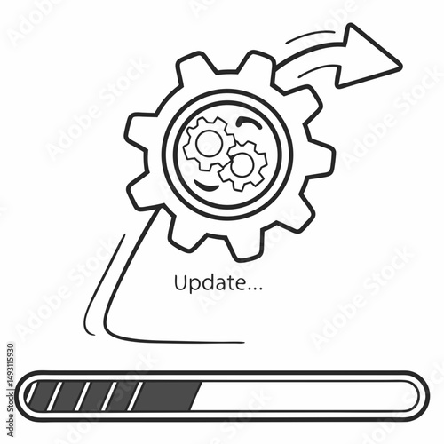 Happy gear updating progress bar illustration