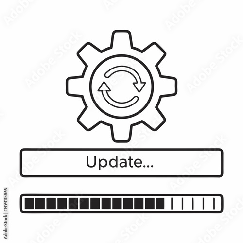 Software update progress gear icon illustration